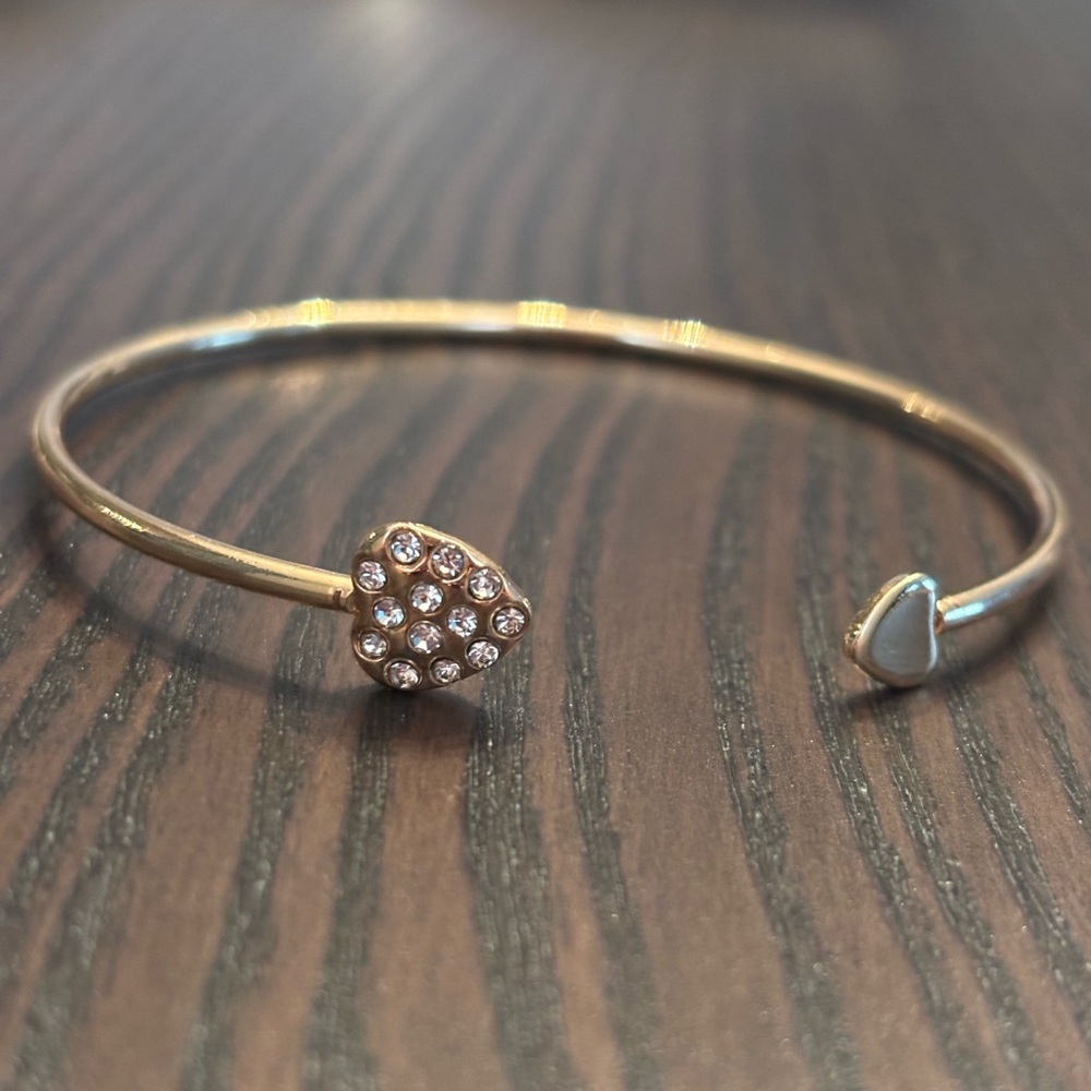 Gold Tone Heart Bangle Bracelet